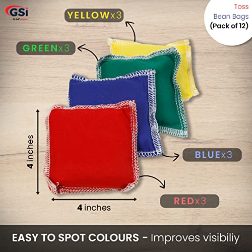 GSi 12-Pack Mini Bean Bags & 12-ft Play Parachute for Cooperative Games, PE, and Outdoor Fun