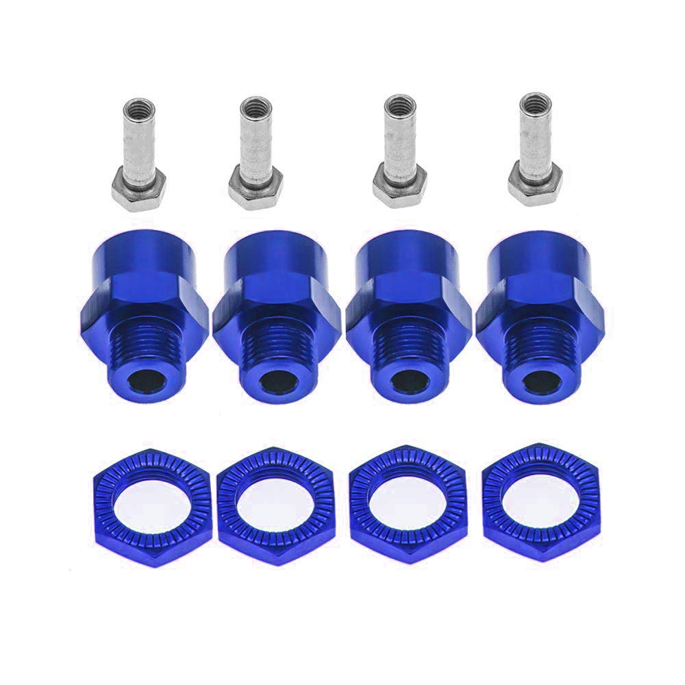 GTHELE 12mm to 17mm Wheel Hex Hub Adapter for 1/10 RC Cars - Dark Blue Aluminum Conversion Kit