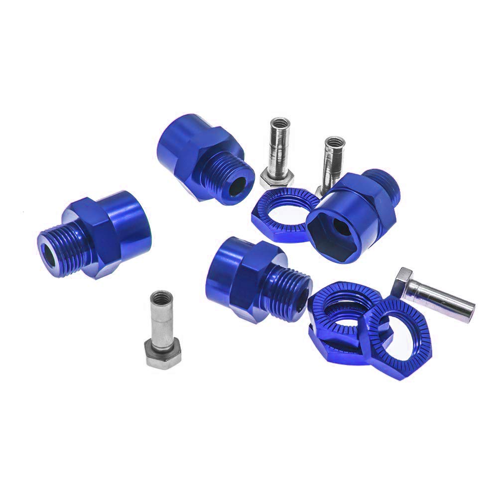 GTHELE 12mm to 17mm Wheel Hex Hub Adapter for 1/10 RC Cars - Dark Blue Aluminum Conversion Kit