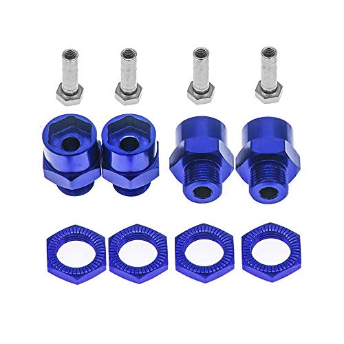 GTHELE 12mm to 17mm Wheel Hex Hub Adapter for 1/10 RC Cars - Dark Blue Aluminum Conversion Kit