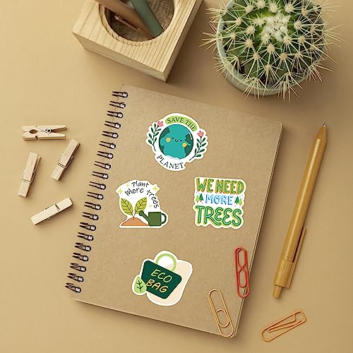 GTOTd 300 Pack Earth Day Vinyl Stickers - Waterproof Nature Decals for Laptops, Water Bottles, and More