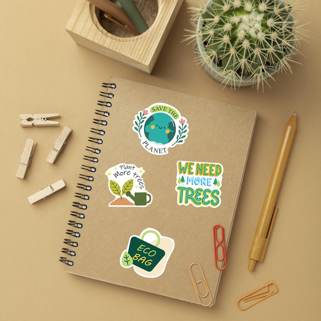 GTOTd 300 Pack Earth Day Vinyl Stickers - Waterproof Nature Decals for Laptops, Water Bottles, and More