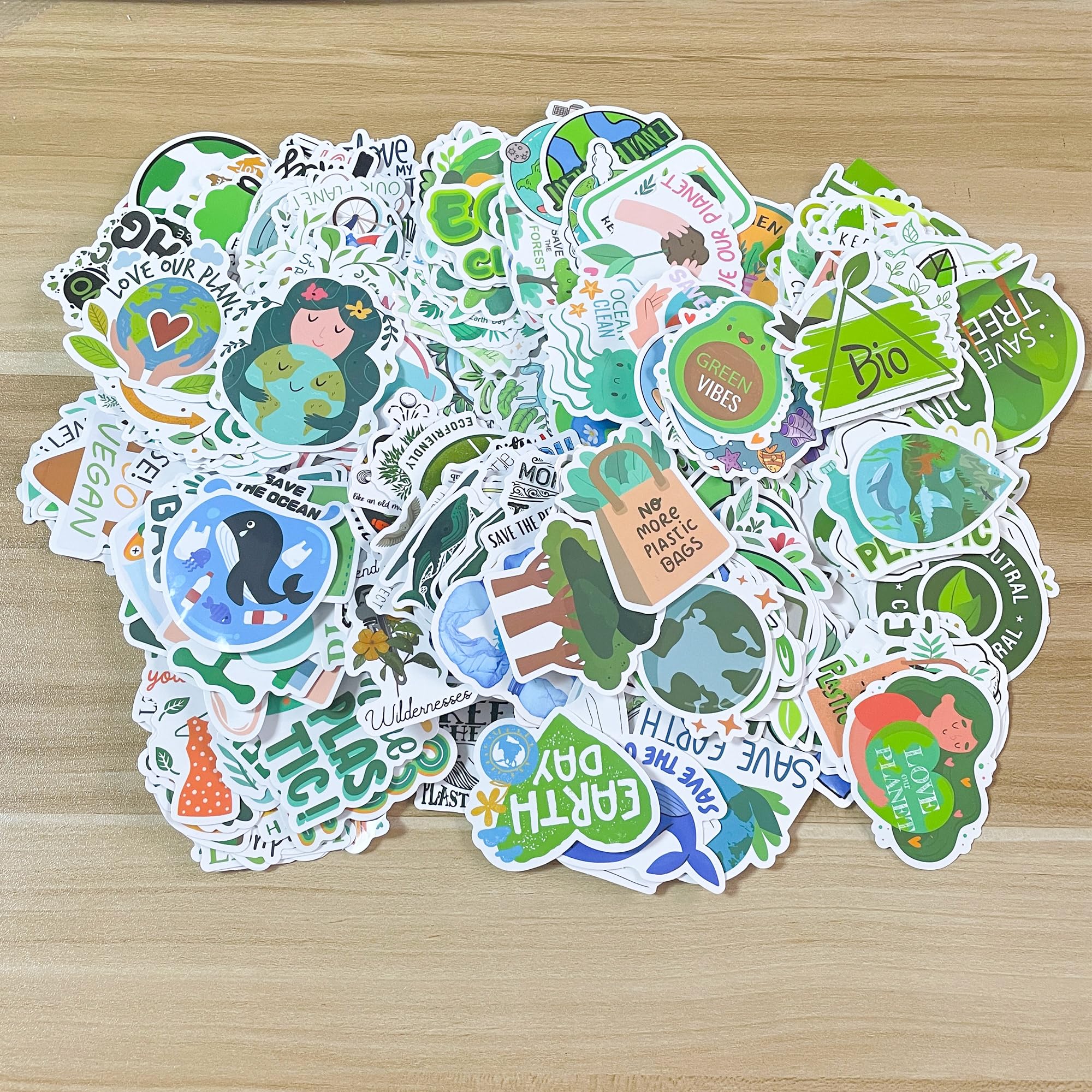 GTOTd 300 Pack Earth Day Vinyl Stickers - Waterproof Nature Decals for Laptops, Water Bottles, and More