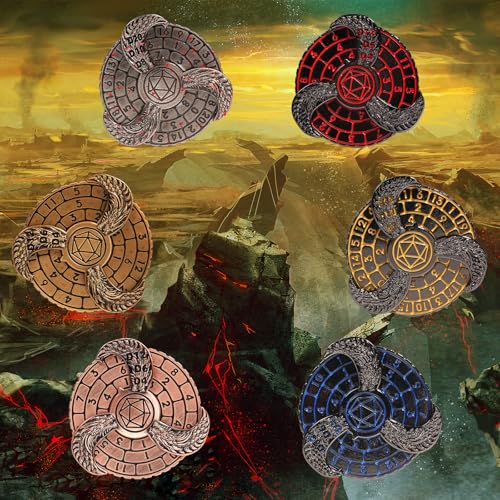 GU BEI TE Metal DND Spinner Dice Set – Fingertip Gyroscope with Dragon Carving, Includes D20 D10 D8 D12 D6 D4, Gift Box for RPG Games