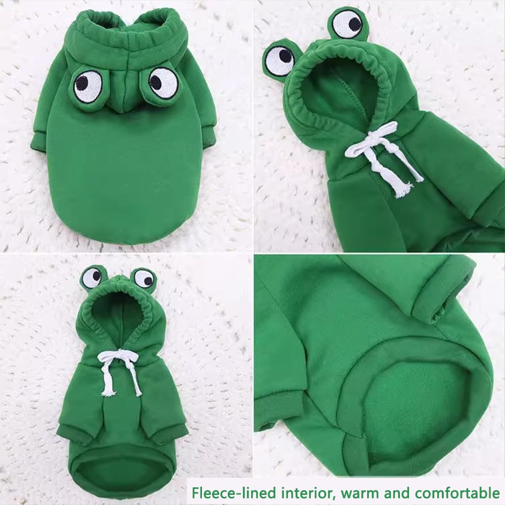 Guangte Dog Hoodie - Frog Shape Conjoined Costume, Warm Sweatshirt for Spring Autumn Winter, French Bulldog Poodle
