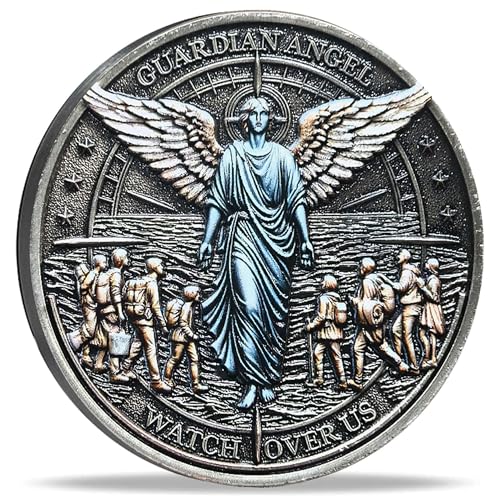 Guardian Angel Traveler's Prayer Challenge Coin – Silver Finish with Protective Case