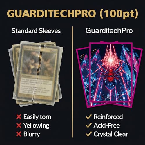 GuarditechProX Double Sleeve Bundle – Spider Design: 100 Matte Art Sleeves & 100 Tight Fit Inner Sleeves, Acid-Free Standard Size Card Protectors with Storage Box for MTG, Pokemon, TCG