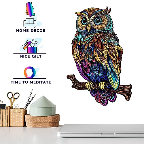 GuDoQi Wooden Owl Puzzle – 150 Piece Unique Shape Animal Jigsaw for Adults