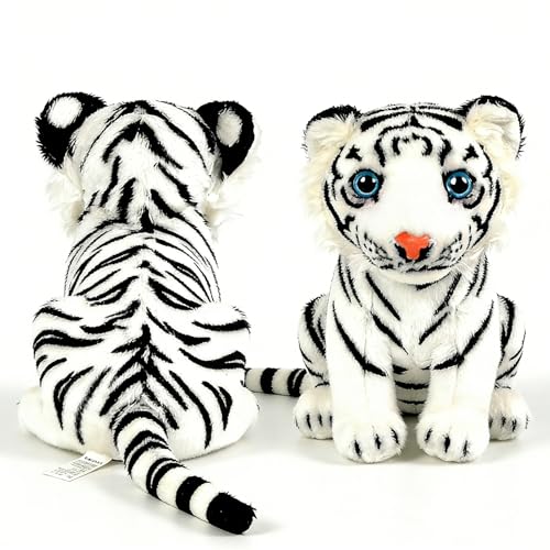 GUDVES White Tiger Plush Toy – 7.8" Lifelike Stuffed Animal by Tiger Tale Toys