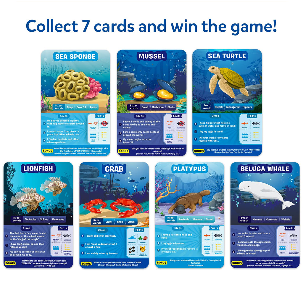 Guess in 10 Underwater Animals Card Game by Skillmatics – Fun Trivia for Families and Kids