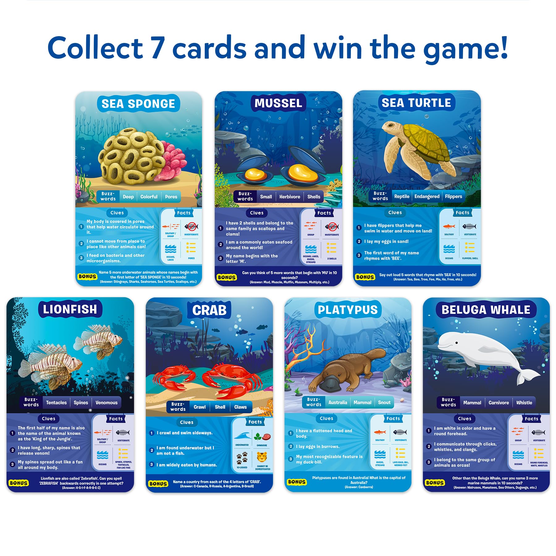 Guess in 10 Underwater Animals Card Game by Skillmatics – Fun Trivia for Families and Kids