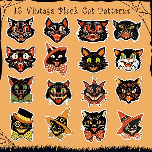GUjianzhi 1000-Piece Vintage Black Cat Stickers - Funny Cute Meme Decals for Halloween, Christmas, Scrapbooking, and DIY Crafts