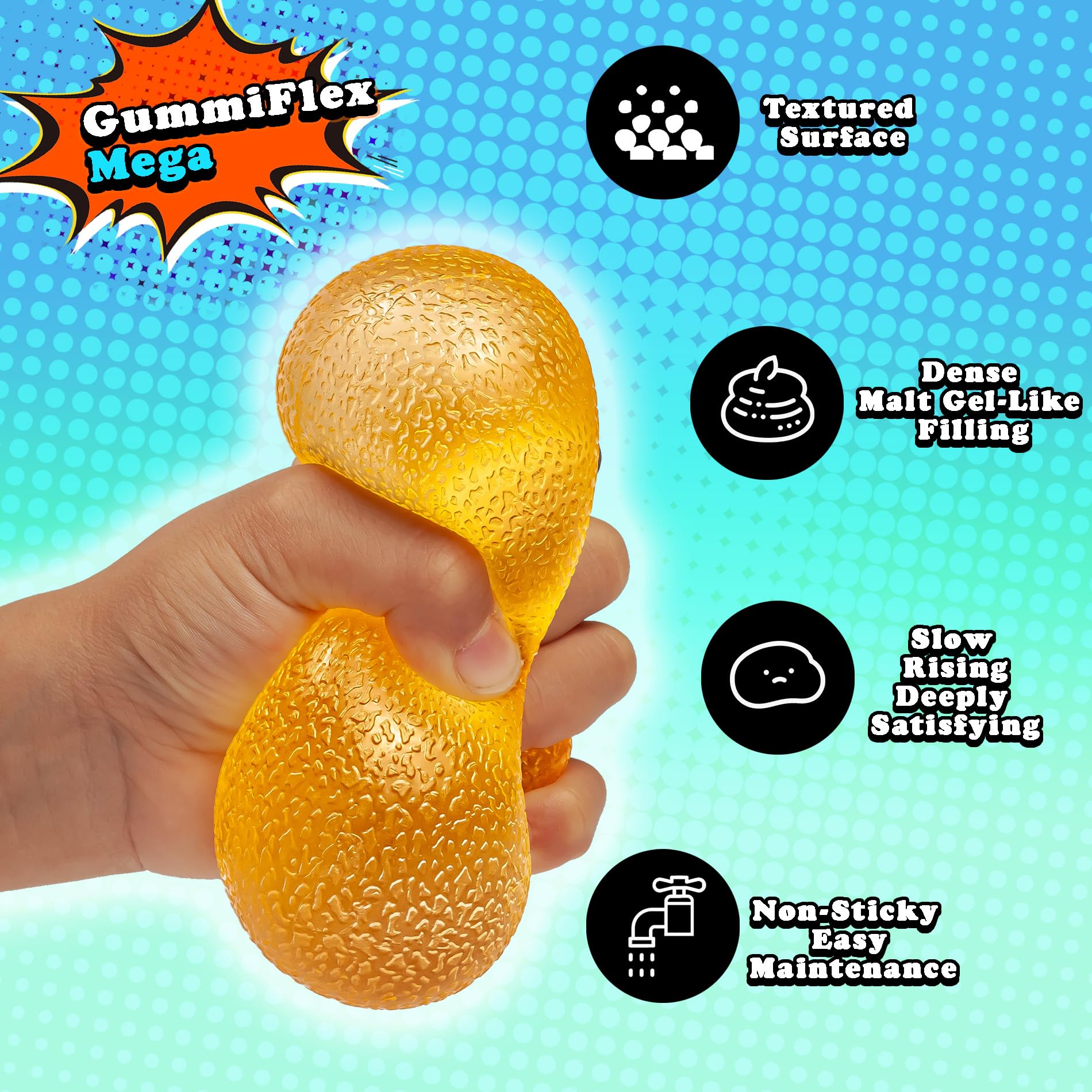 GummiFlex Mega Sensory Stress Toy – 3.5" High-Density Gel Fidget, Yellow