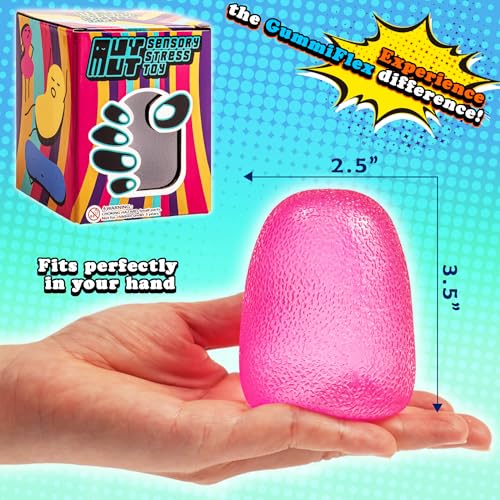 GummiFlex Mega Sensory Stress Toy – Extra-Large Gel-Filled Fidget for Stress Relief and Hand Exercise – 3.5 Inches, Pink