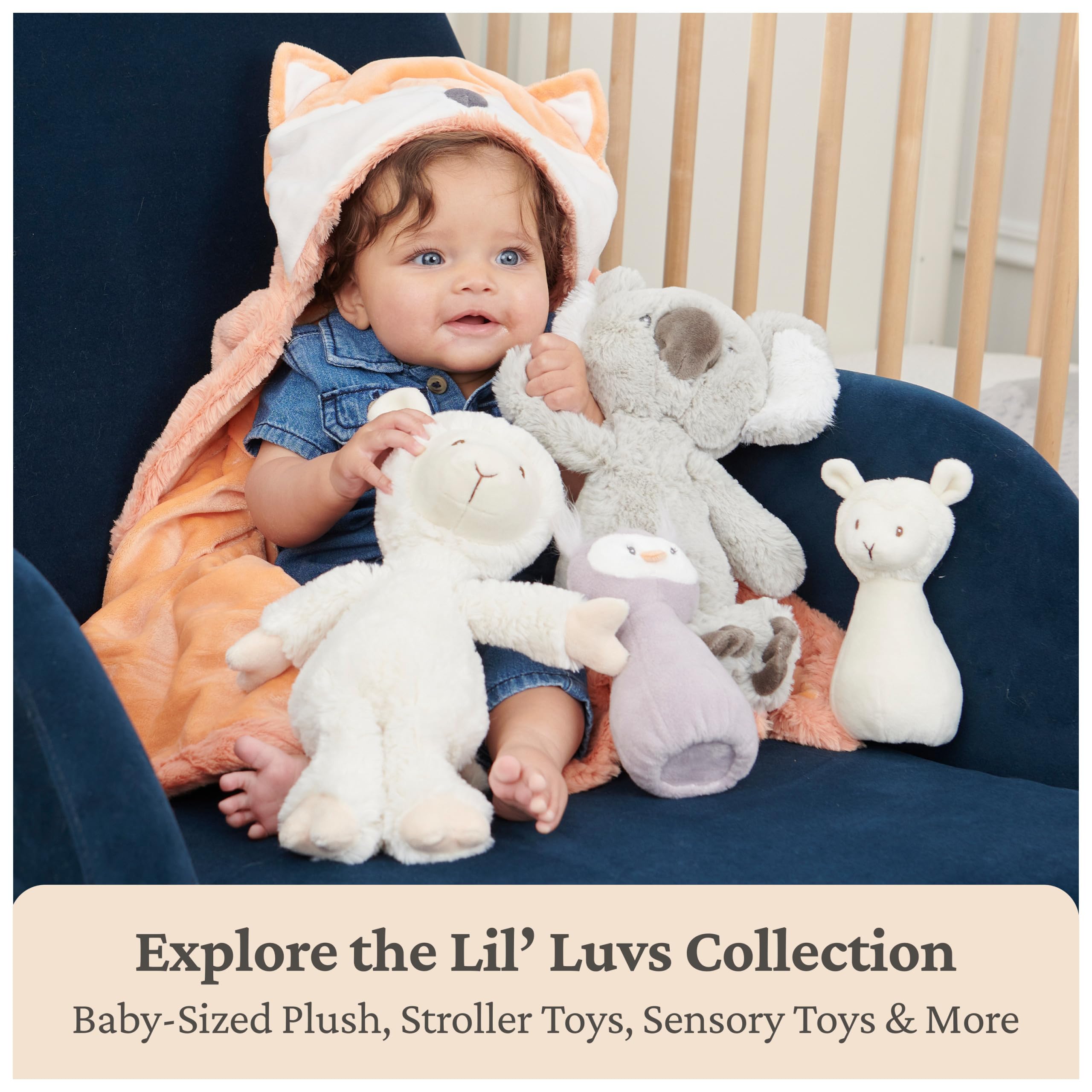 GUND Baby Lil’ Luvs Reese Sloth Tuck-Away Lovey – Plush Toy with Hidden Security Blanket