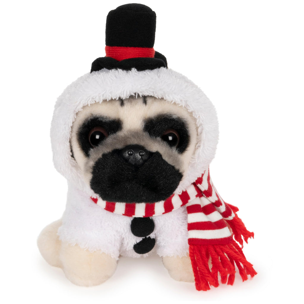 GUND Doug the Pug Snowman Plush, 5 Inch Stuffed Animal in Winter Outfit