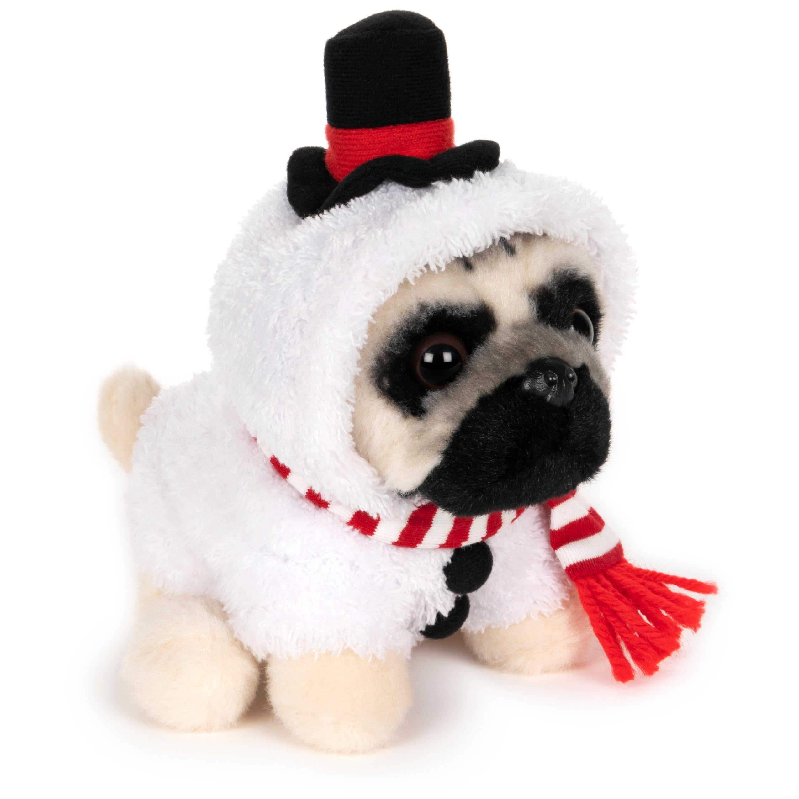 GUND Doug the Pug Snowman Plush, 5 Inch Stuffed Animal in Winter Outfit