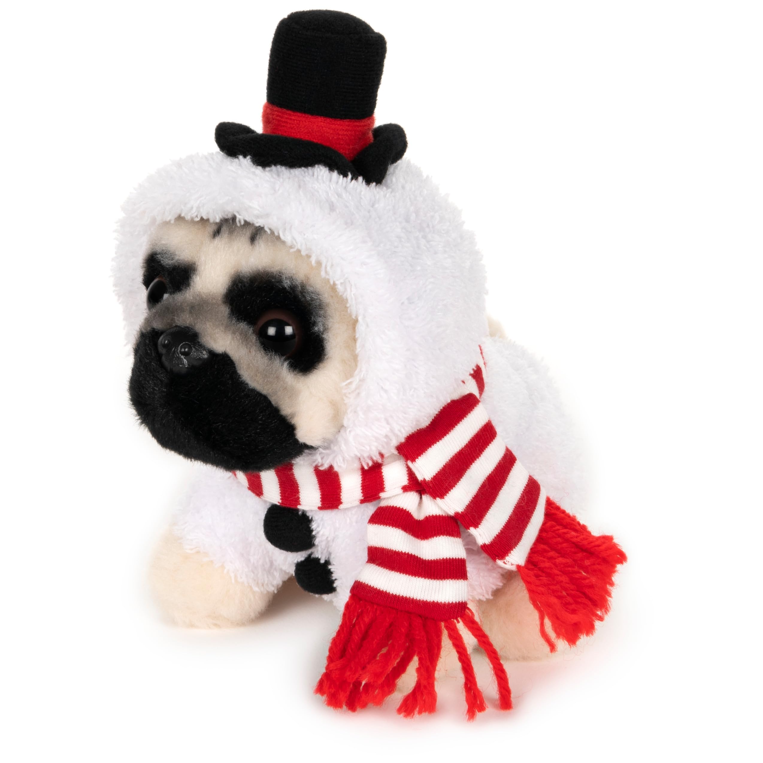 GUND Doug the Pug Snowman Plush, 5 Inch Stuffed Animal in Winter Outfit