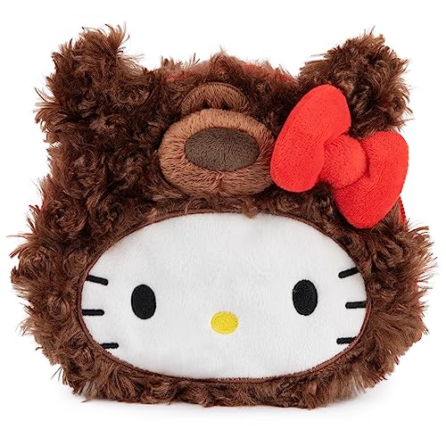 GUND Hello Kitty Philbin Plush Pouch – 5.5 Inch Teddy Bear Zipper Pouch, Brown