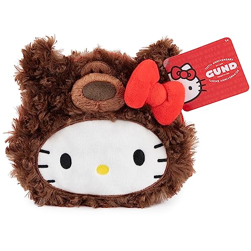 GUND Hello Kitty Philbin Plush Pouch – 5.5 Inch Teddy Bear Zipper Pouch, Brown
