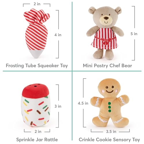 GUND My First Gingerbread House 5-Piece Sensory Playset – Plush Toys with Crinkle, Squeaker & Rattle for Babies