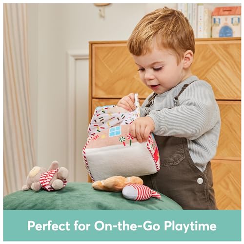 GUND My First Gingerbread House 5-Piece Sensory Playset – Plush Toys with Crinkle, Squeaker & Rattle for Babies