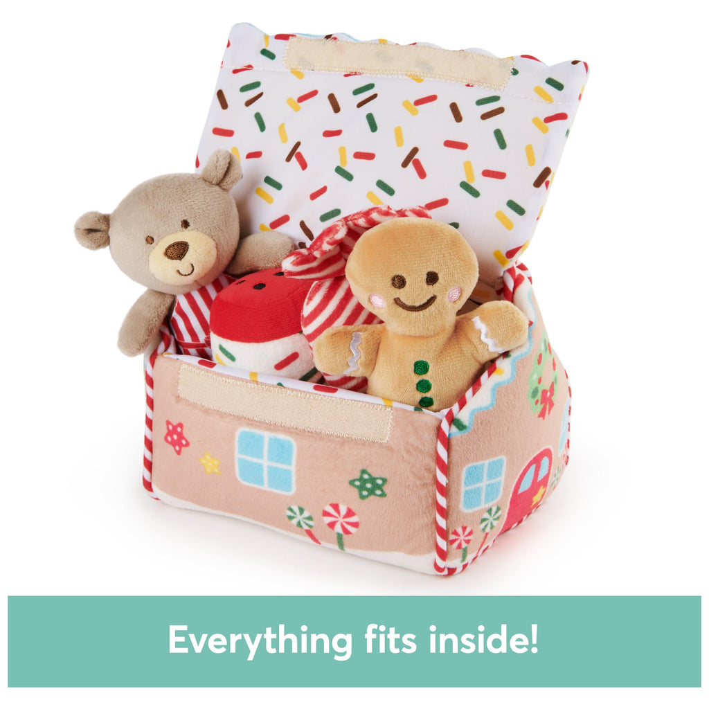 GUND My First Gingerbread House 5-Piece Sensory Playset – Plush Toys with Crinkle, Squeaker & Rattle for Babies