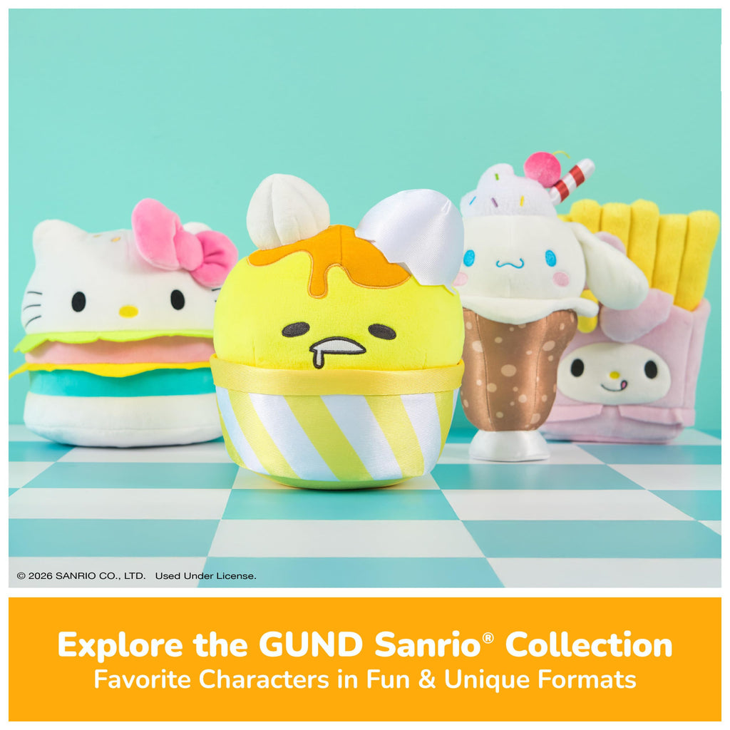 GUND Sanrio Gudetama 5" Plush with Soy Sauce Bottle – Soft & Surface-Washable Stuffed Animal for Ages 1+