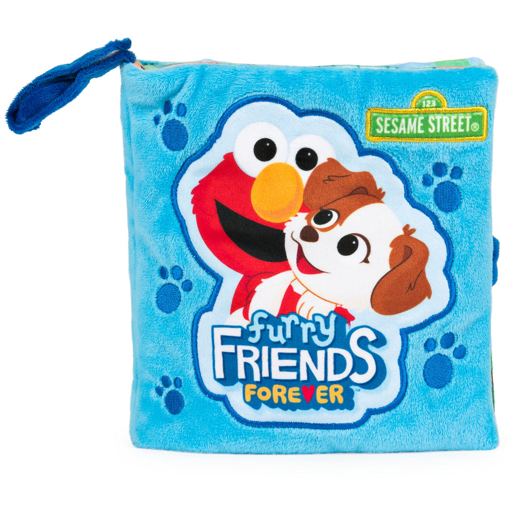 GUND Sesame Street Elmo & Tango Furry Friends Soft Book - Sensory Plush Toy, Blue, 6"