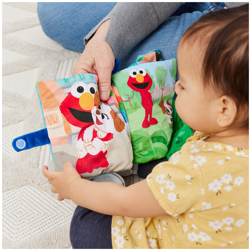 GUND Sesame Street Elmo & Tango Furry Friends Soft Book - Sensory Plush Toy, Blue, 6"