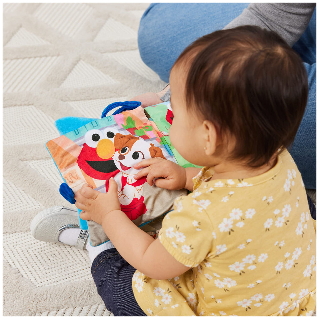 GUND Sesame Street Elmo & Tango Furry Friends Soft Book - Sensory Plush Toy, Blue, 6"