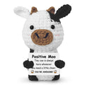 Guokoko Handmade Mini Crochet Cow Plush with Motivational Card – Emotional Support Gift for Friends, Coworkers
