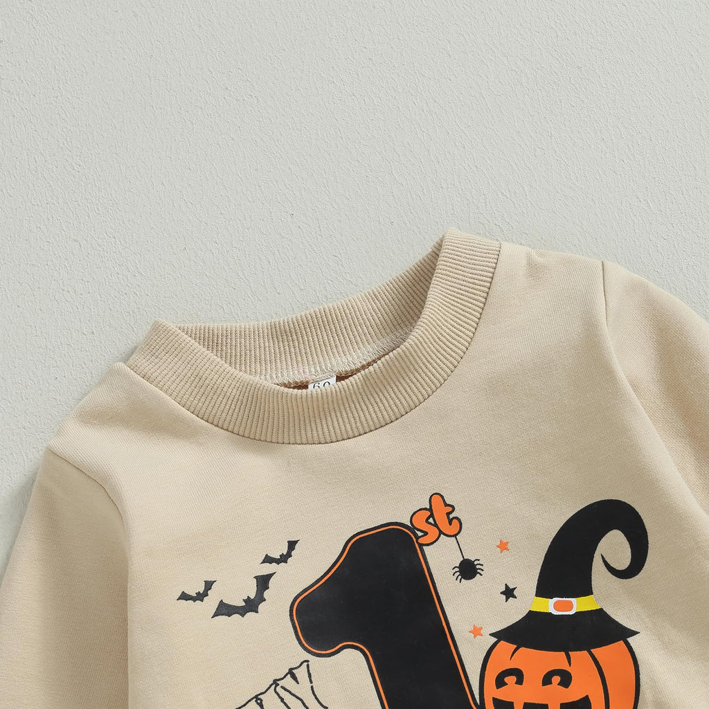 Gureui My First Halloween Baby Boy Outfit – Long Sleeve Pumpkin Patch Sweatshirt & Pants Set for Infant Toddler