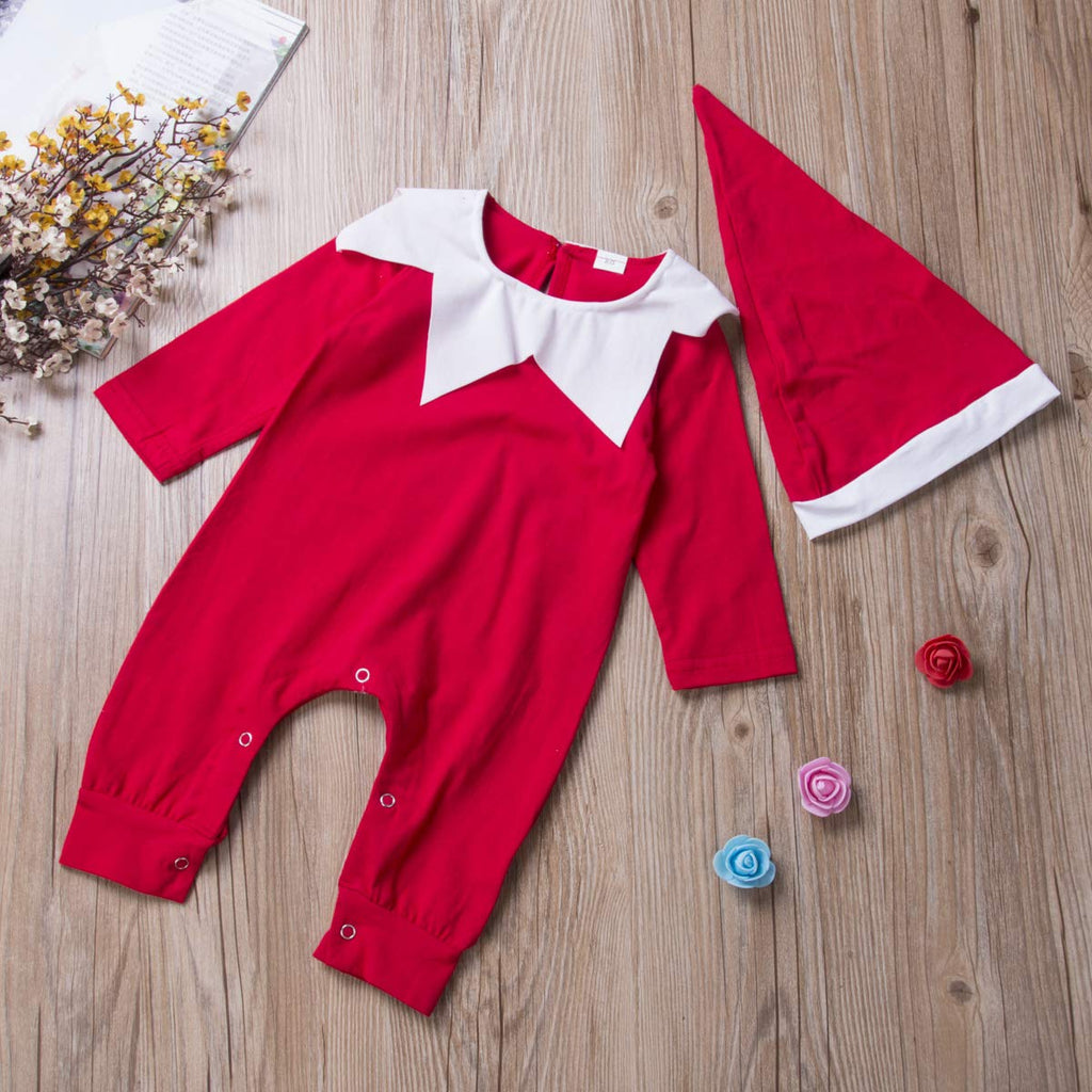 Gureui Newborn Baby Unisex Christmas Elf Costume Romper with Hat – Soft Cotton Onesie for Boys & Girls