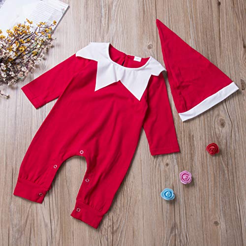 Gureui Newborn Baby Unisex Christmas Elf Costume Romper with Hat – Soft Cotton Onesie for Boys & Girls