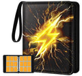 Gurgitat 9-Pocket Card Binder for 900 Cards - Large Capacity PU Leather Album with Zipper, Black Fantasy Design