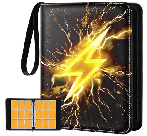 Gurgitat 9-Pocket Card Binder for 900 Cards - Large Capacity PU Leather Album with Zipper, Black Fantasy Design