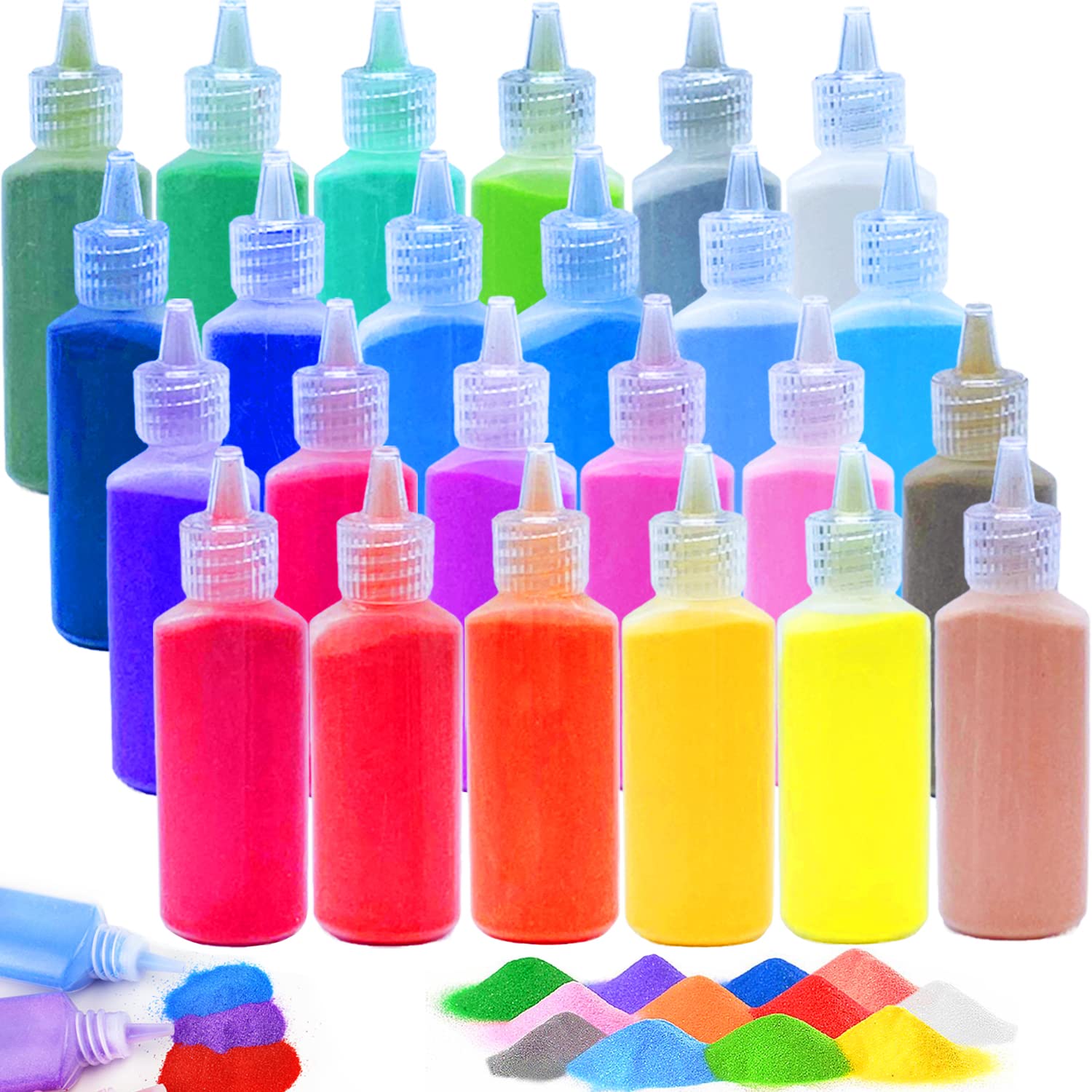 Guuozzli 24-Pack Colored Sand Art Kit - 1.24 oz Bottles for DIY Crafts and Decorations