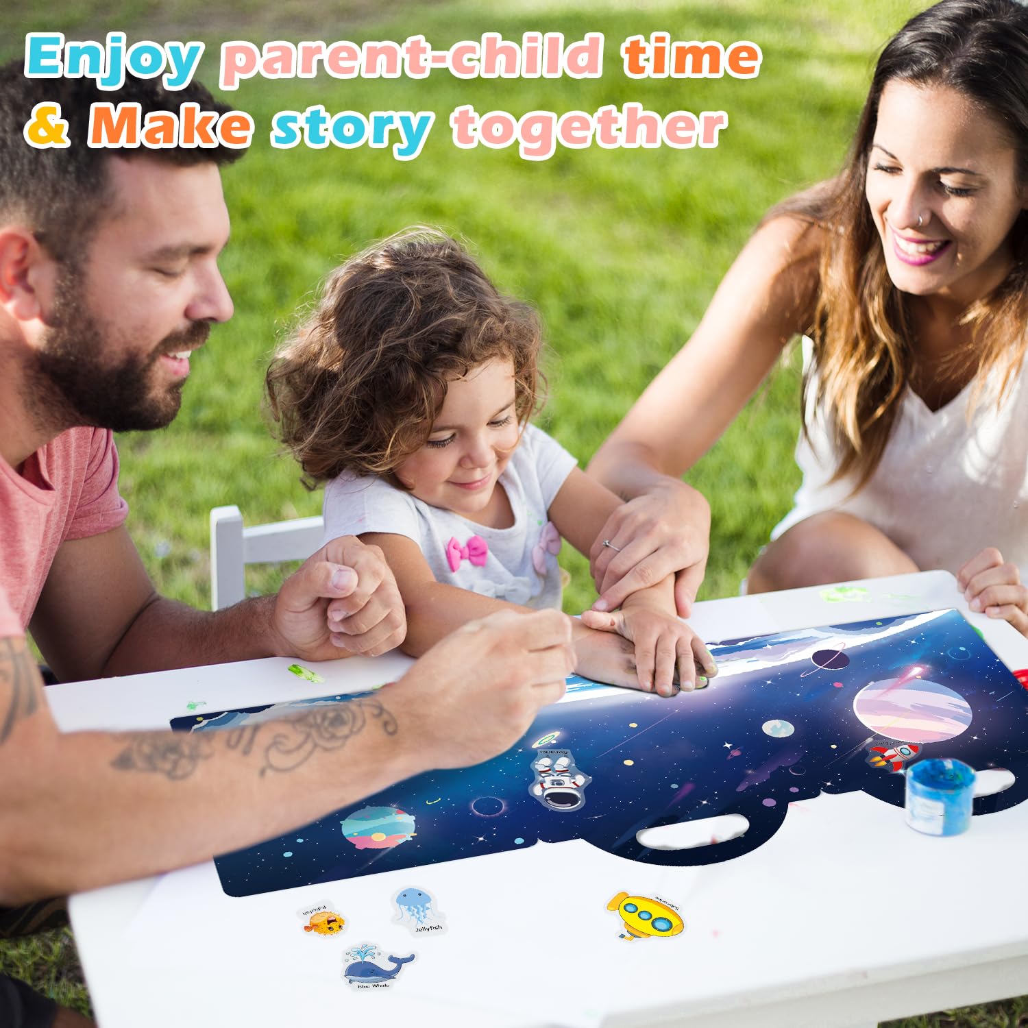 GUYUCOM Jelly Sticker Books 4-Pack: Reusable Animal, Dinosaur, Space & Vehicle Stickers for Toddlers (Ages 3-12)