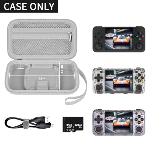 GWCASE Protective Carrying Case for RG35XX H Retro Handheld Game Console - Gray Hard EVA Storage Box with Hand Strap