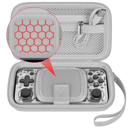 GWCASE Protective Carrying Case for RG35XX H Retro Handheld Game Console - Gray Hard EVA Storage Box with Hand Strap