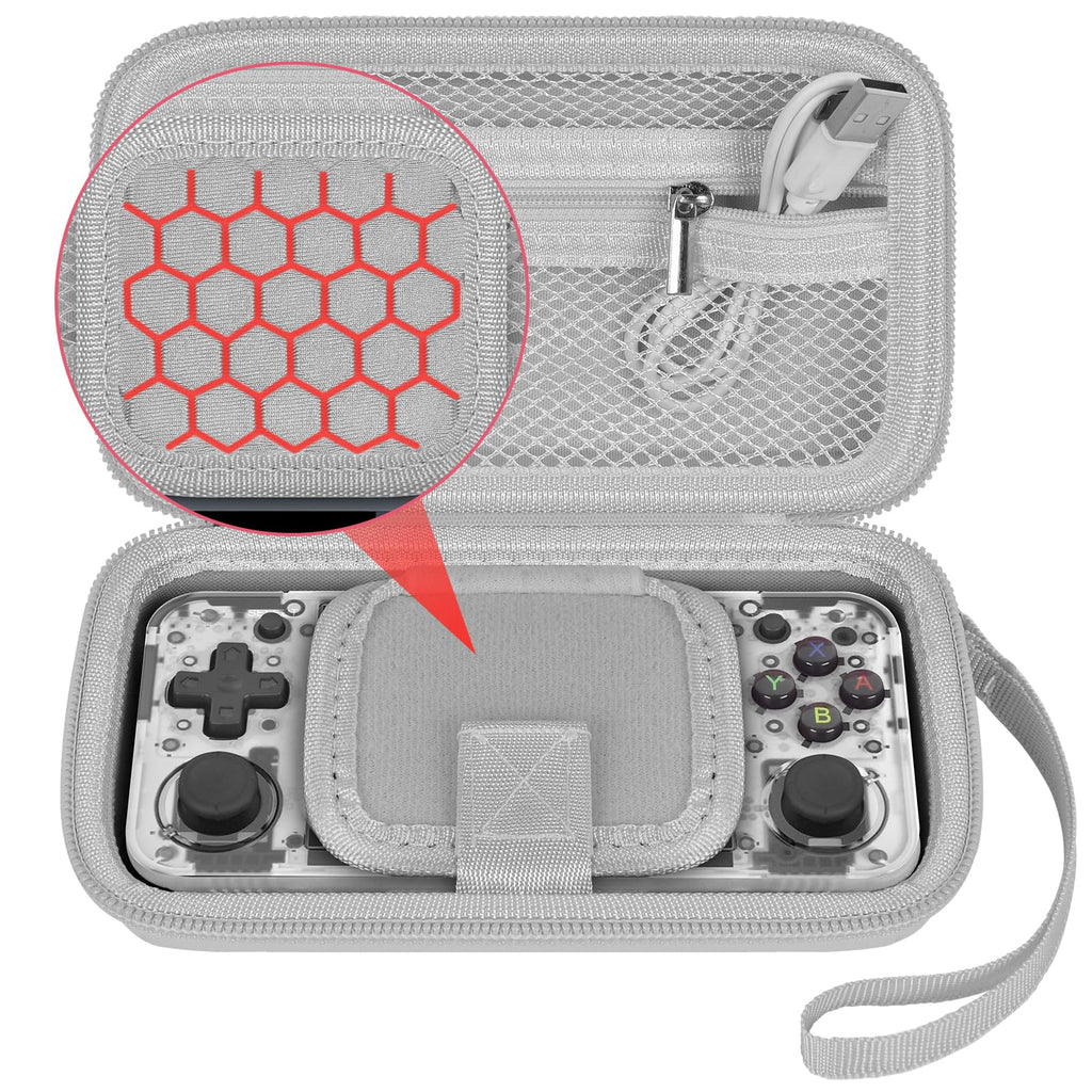 GWCASE Protective Carrying Case for RG35XX H Retro Handheld Game Console - Gray Hard EVA Storage Box with Hand Strap