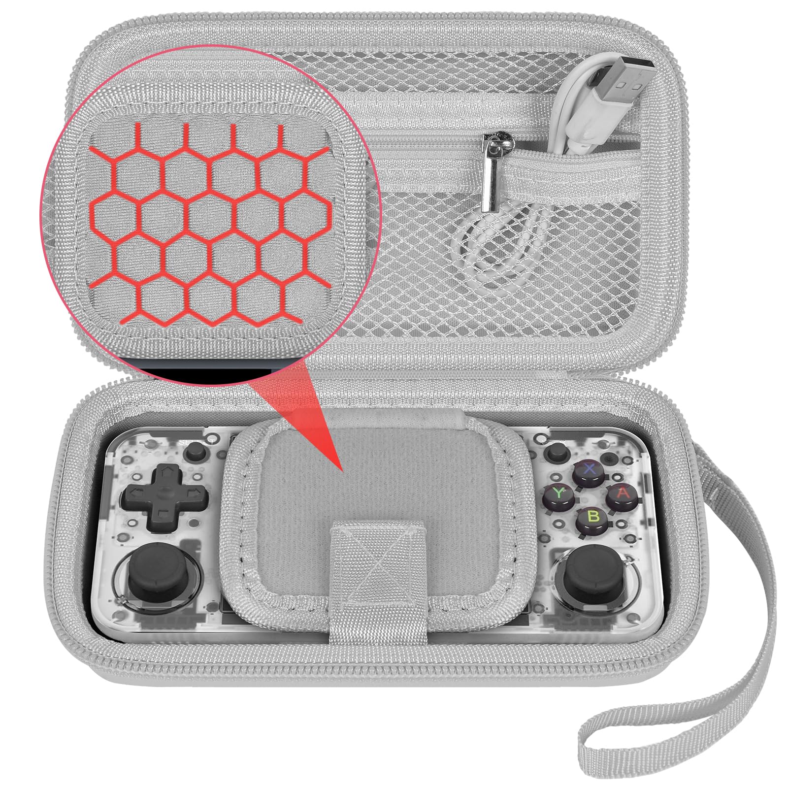 GWCASE Protective Carrying Case for RG35XX H Retro Handheld Game Console - Gray Hard EVA Storage Box with Hand Strap