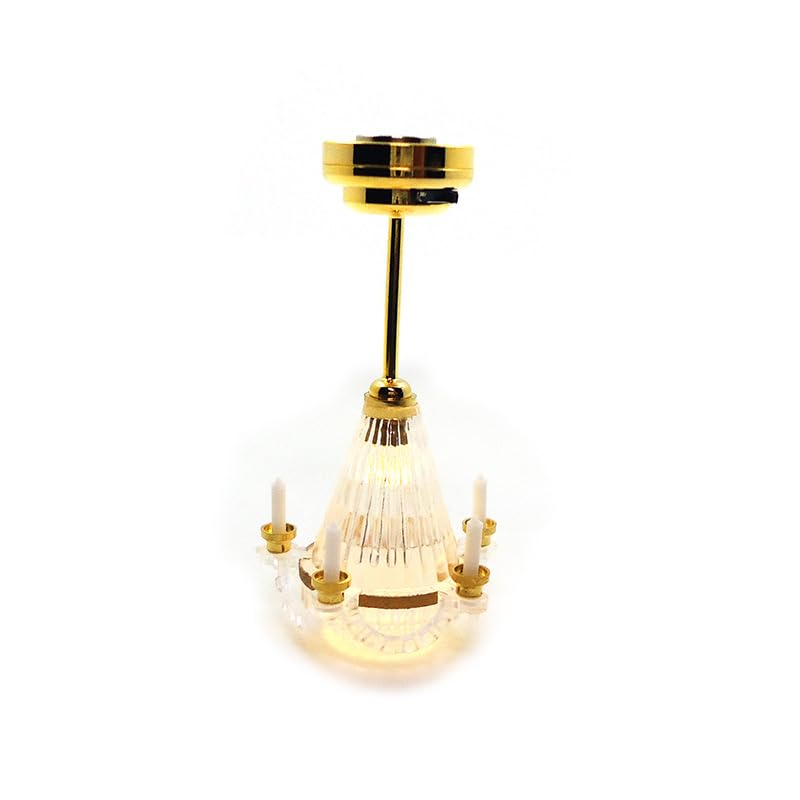 Gxsterd 1/12 Scale Miniature Chandeliers with LED Ceiling Lights - 3-Piece Dollhouse Lighting Set