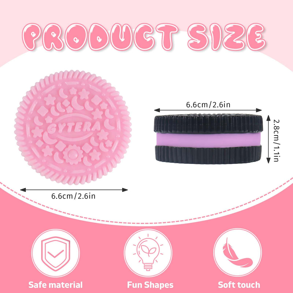Gytera Sticky Cookie Squishies 2-Pack (Pink & Black) - Soft Squeeze Fidget Toys for Stress Relief, Sensory Play, and Anxiety