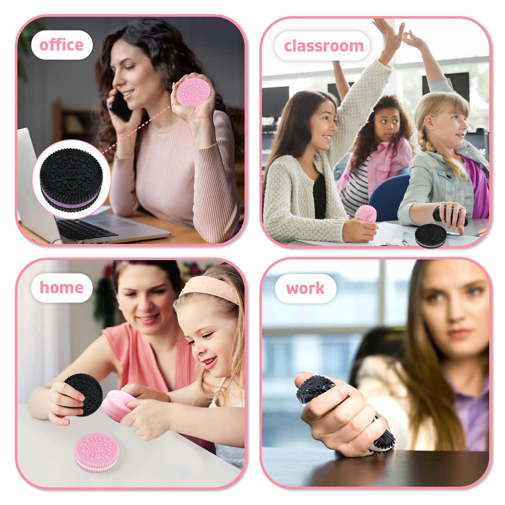 Gytera Sticky Cookie Squishies 2-Pack (Pink & Black) - Soft Squeeze Fidget Toys for Stress Relief, Sensory Play, and Anxiety