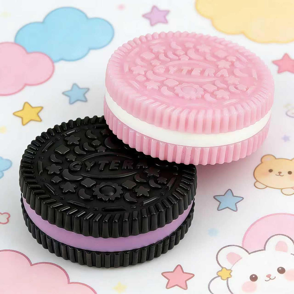 Gytera Sticky Cookie Squishies 2-Pack (Pink & Black) - Soft Squeeze Fidget Toys for Stress Relief, Sensory Play, and Anxiety