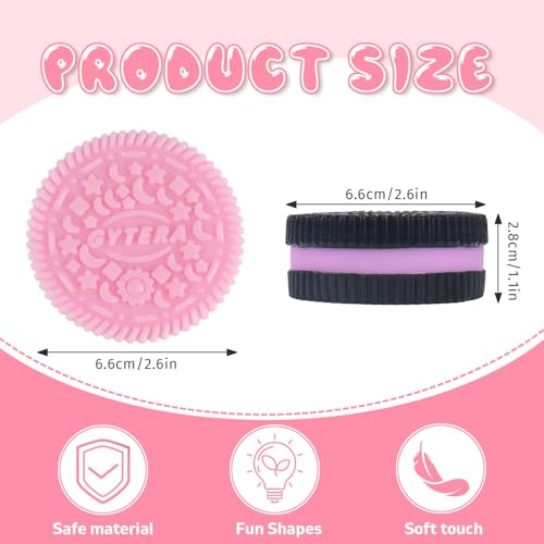 Gytera Sticky Cookie Squishies 2-Pack (Pink & Black) - Soft Squeeze Fidget Toys for Stress Relief, Sensory Play, and Anxiety