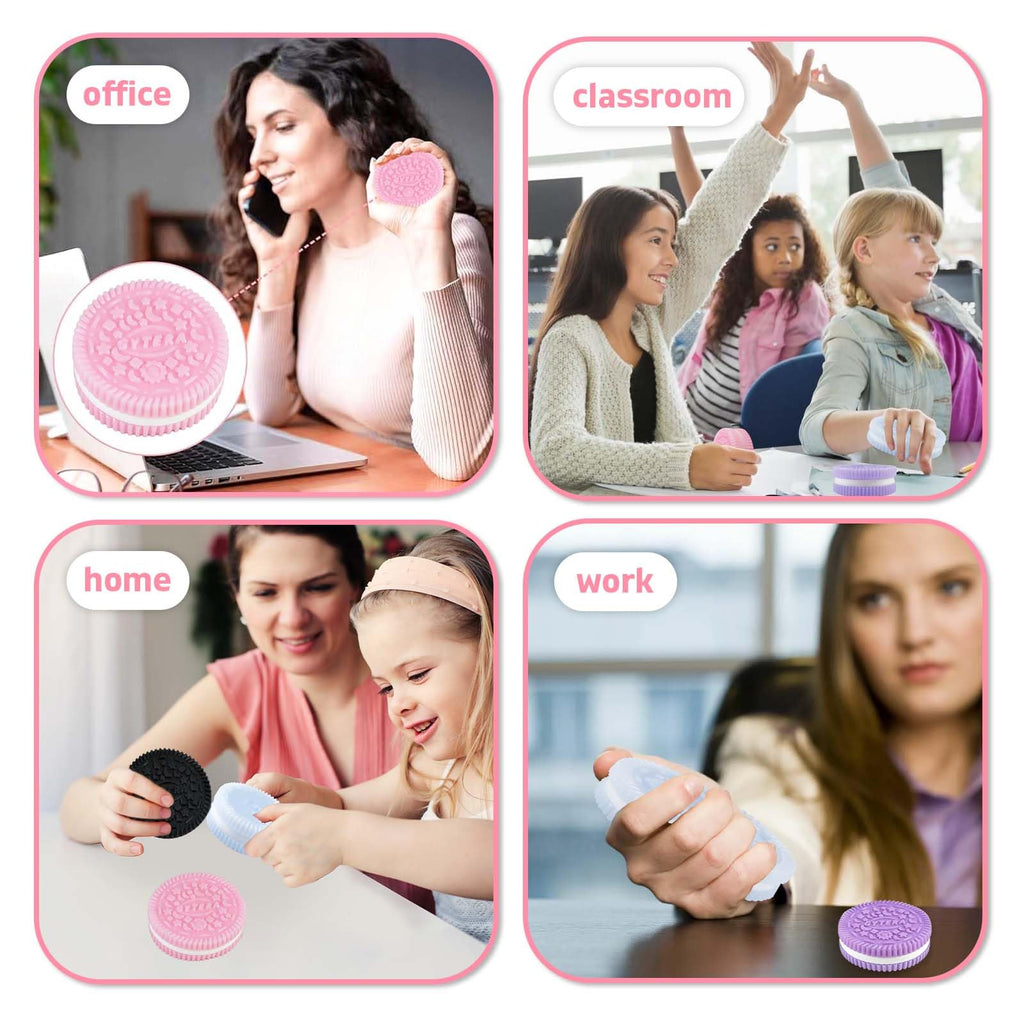 Gytera Sticky Cookie Squishies 4-Pack: Fidget Toys for Stress Relief in Pink, Black, Blue, Purple