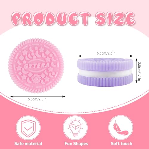 Gytera Sticky Cookie Squishies 4-Pack: Fidget Toys for Stress Relief in Pink, Black, Blue, Purple